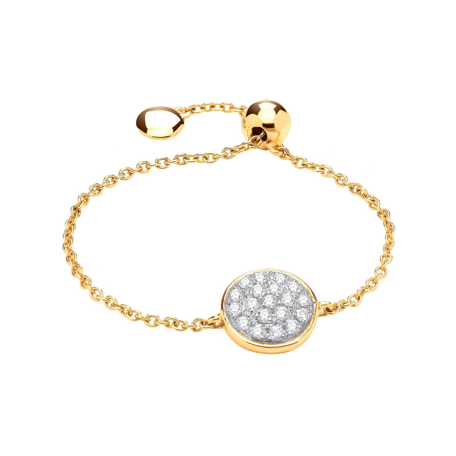 9ct Yellow Gold Adjustable 0.10ct Diamond Ring - Fine Ring - Certified Authentic - Swiss Made – Luxury Jewellery by Im